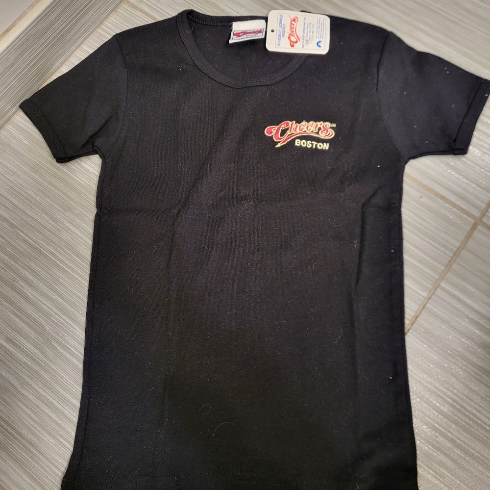 NEW Woman's CHEERS Boston stretch tshirt black - one size
